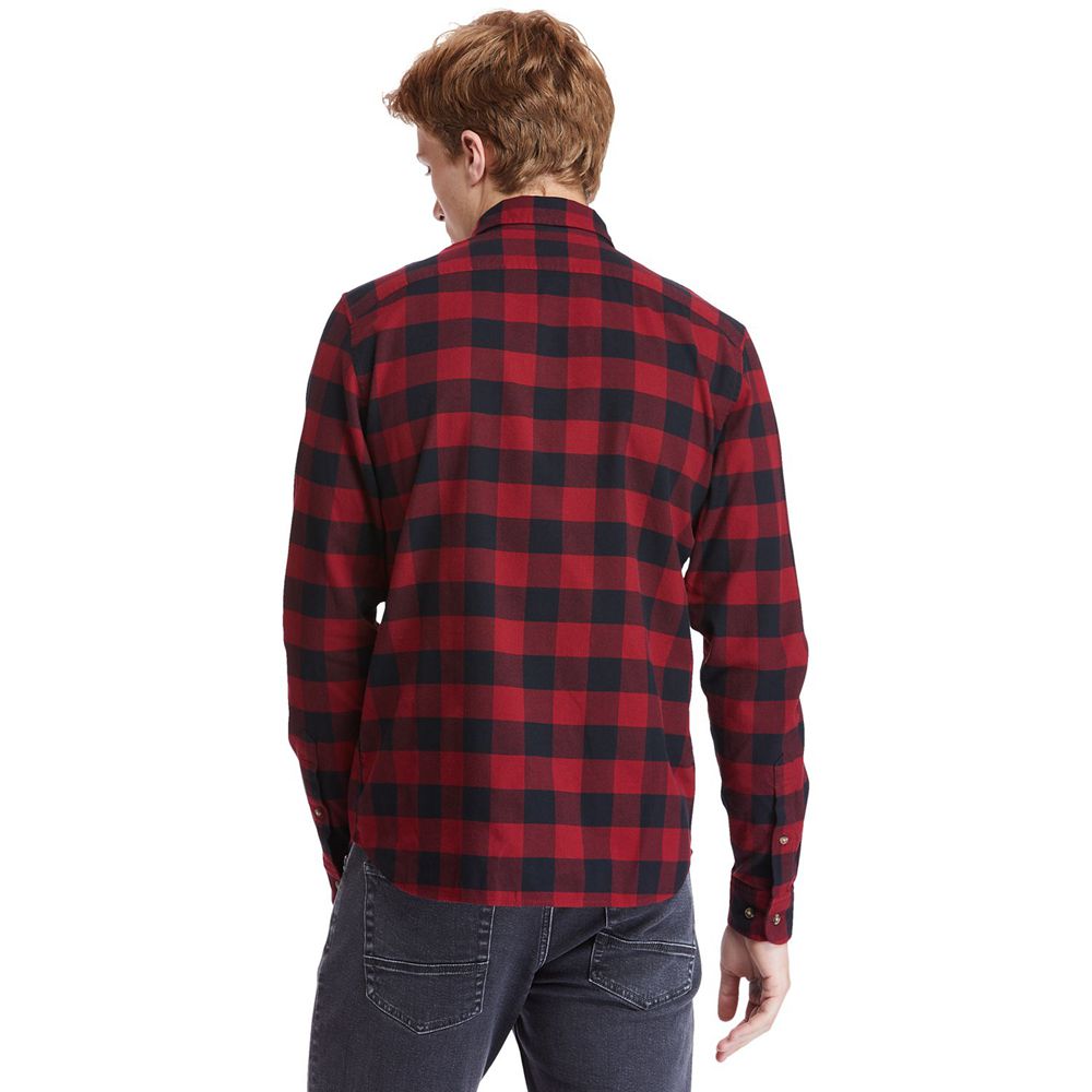 Camasi Timberland Barbati Rosii/Negrii - Mascoma River Slim-Fit Long-Sleeve Check - Romania - IZUDWL